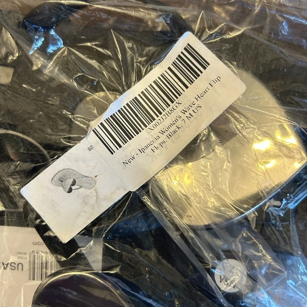 Ipanema Black Flip Flop Sandal with Silver Heart Accent - Picture 4 of 4